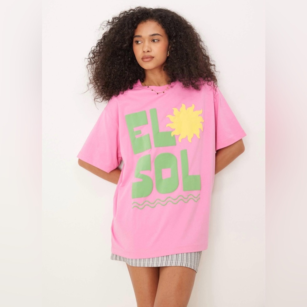 Pink Graphic Oversized Tee